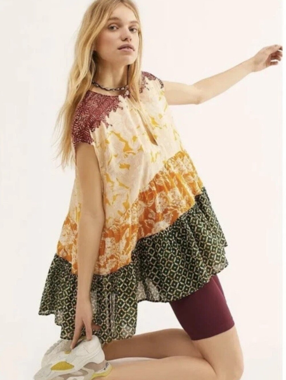 FREE PEOPLE Gotta Have You Tunic in Marigold Combo L